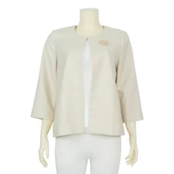 เสื้อคลุมคอกลม ผ่าหน้า แขน 5 ส่วน ผ้าสีพื้น - Image 2