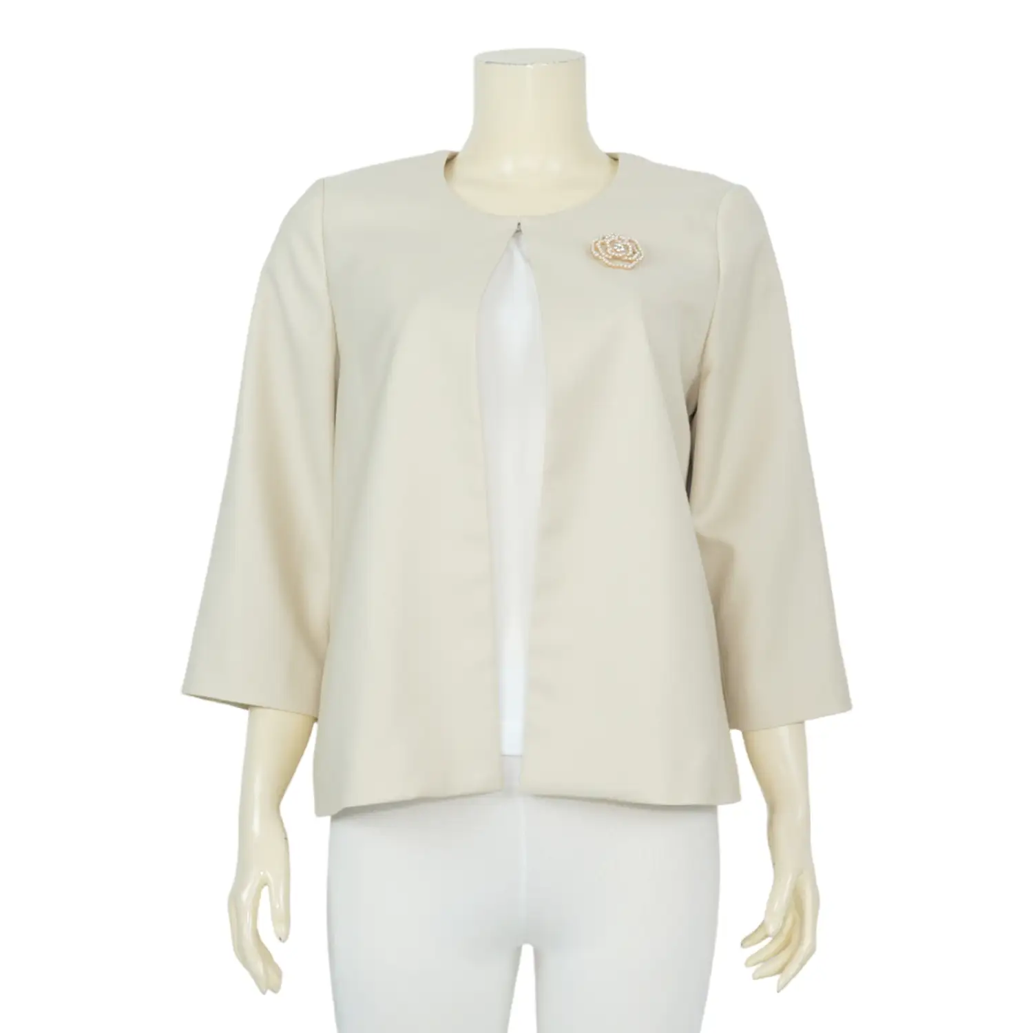 เสื้อคลุมคอกลม ผ่าหน้า แขน 5 ส่วน ผ้าสีพื้น - Image 2