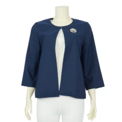 เสื้อคลุมคอกลม ผ่าหน้า แขน 5 ส่วน ผ้าสีพื้น - Image 3