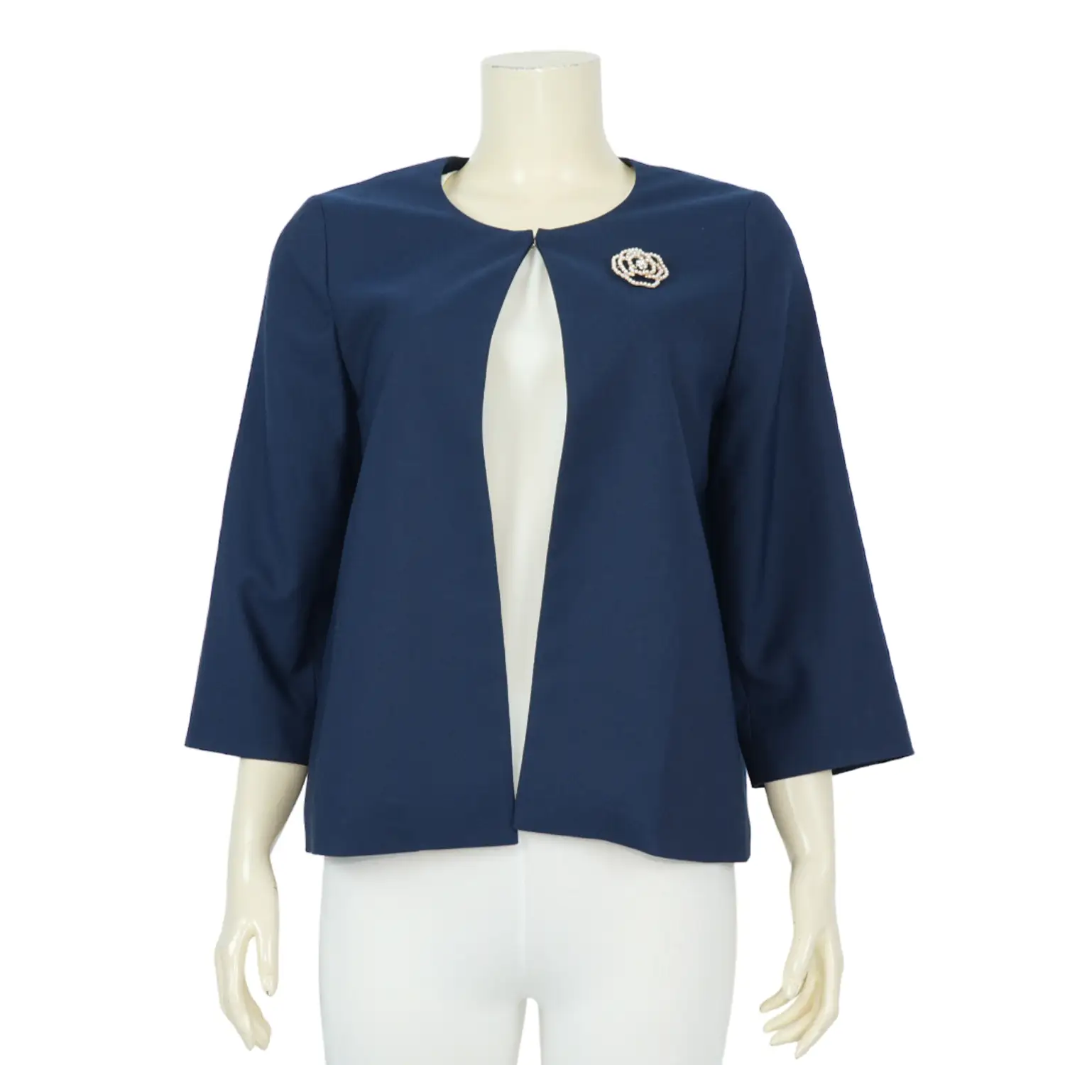 เสื้อคลุมคอกลม ผ่าหน้า แขน 5 ส่วน ผ้าสีพื้น - Image 3