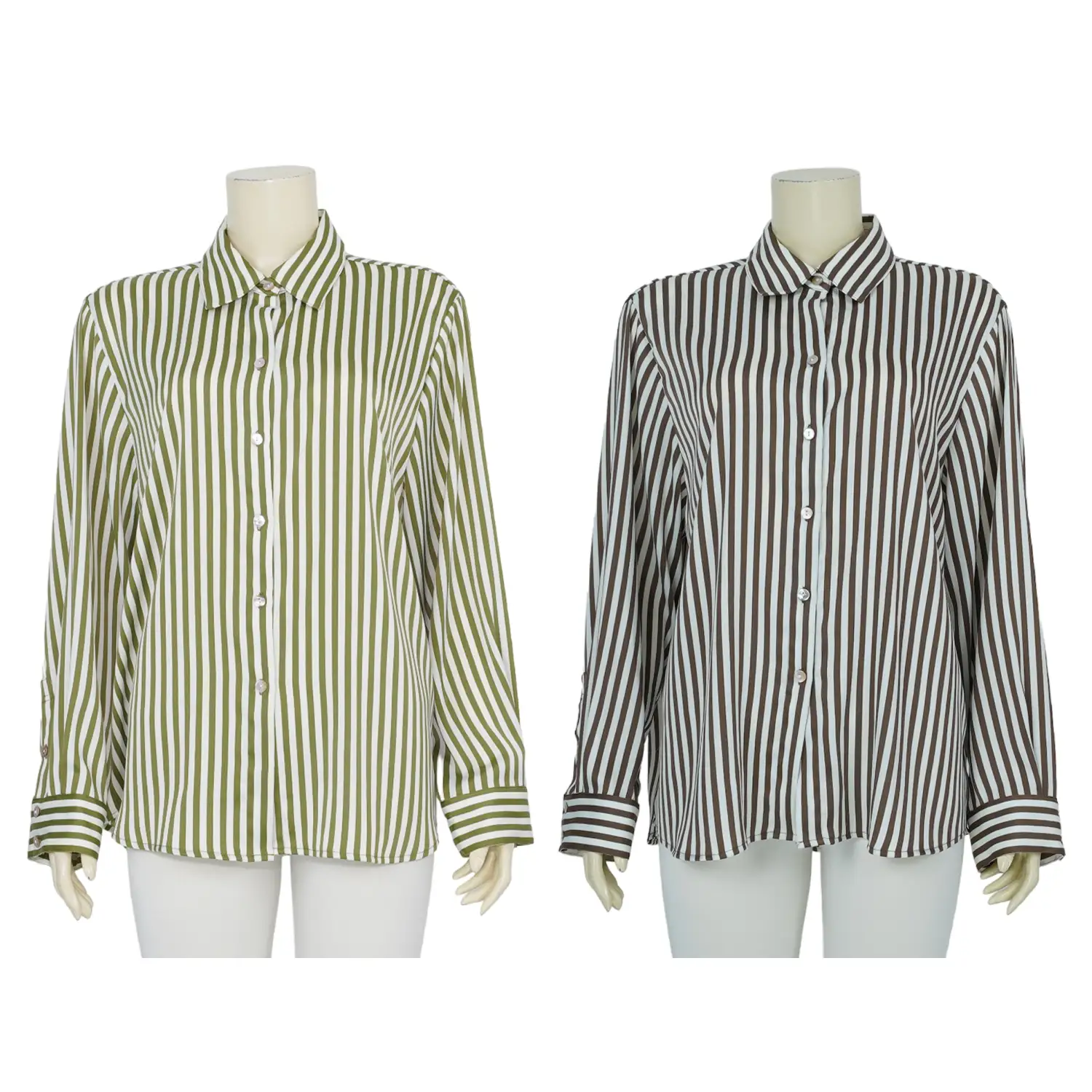 เสื้อเชิ้ตสตรี แขนยาว ทรงกระบอก ลายทาง
