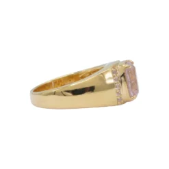 แหวนเงิน925ชุบทอง18K ประดับคุนไซต์ทรงหมอน และเซอร์คอนสีขาว - Image 3
