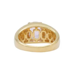 แหวนเงิน925ชุบทอง18K ประดับคุนไซต์ทรงหมอน และเซอร์คอนสีขาว - Image 4