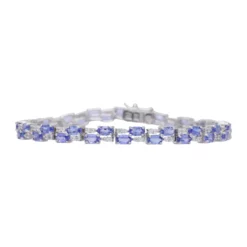 สร้อยข้อมือเงิน925 ชุบทอง18K ประดับแทนซาไนต์ และเซอร์คอนสีขาว