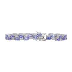 สร้อยข้อมือเงิน925 ชุบทอง18K ประดับแทนซาไนต์ และเซอร์คอนสีขาว - Image 3