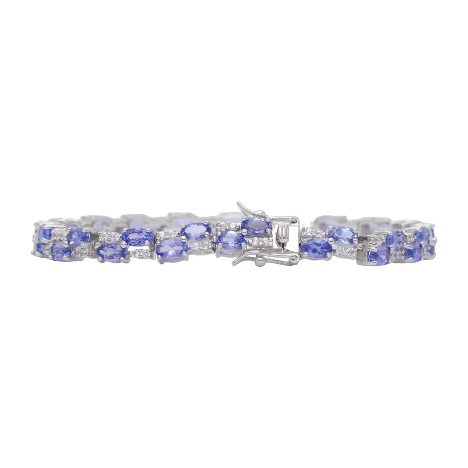 สร้อยข้อมือเงิน925 ชุบทอง18K ประดับแทนซาไนต์ และเซอร์คอนสีขาว - Image 3