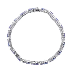 สร้อยข้อมือเงิน925 ชุบทอง18K ประดับแทนซาไนต์ และเซอร์คอนสีขาว - Image 4