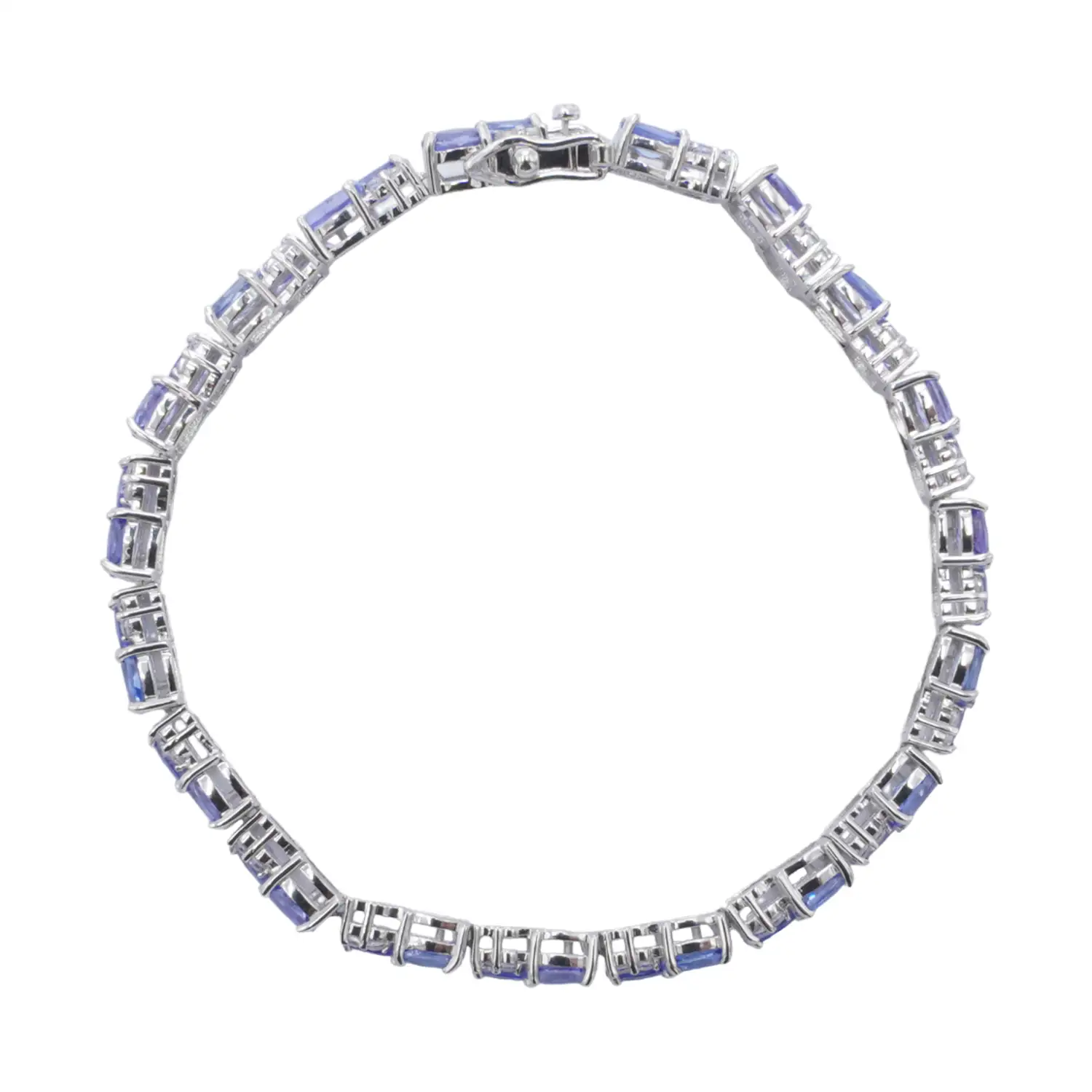 สร้อยข้อมือเงิน925 ชุบทอง18K ประดับแทนซาไนต์ และเซอร์คอนสีขาว - Image 4