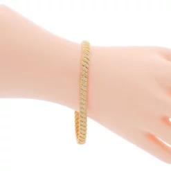 สร้อยข้อมือเงิน925 ชุบทอง18K ประดับเซอร์คอนสีขาว - Image 2
