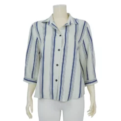 เสื้อเชิ้ตสตรีแขนกระบอกยาว 3 ส่วน ผ้าคอตตอนลินิน - Image 2