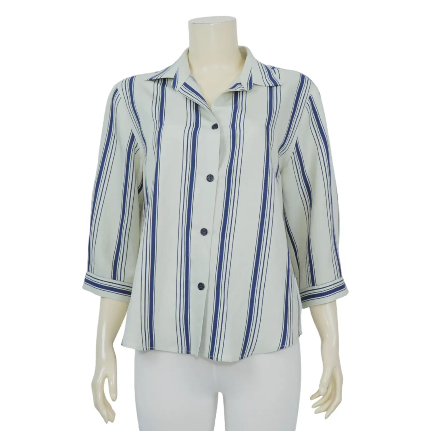 เสื้อเชิ้ตสตรีแขนกระบอกยาว 3 ส่วน ผ้าคอตตอนลินิน - Image 2
