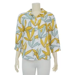 เสื้อเชิ้ตสตรีแขนกระบอกยาว 3 ส่วน ผ้าคอตตอนลินิน - Image 3