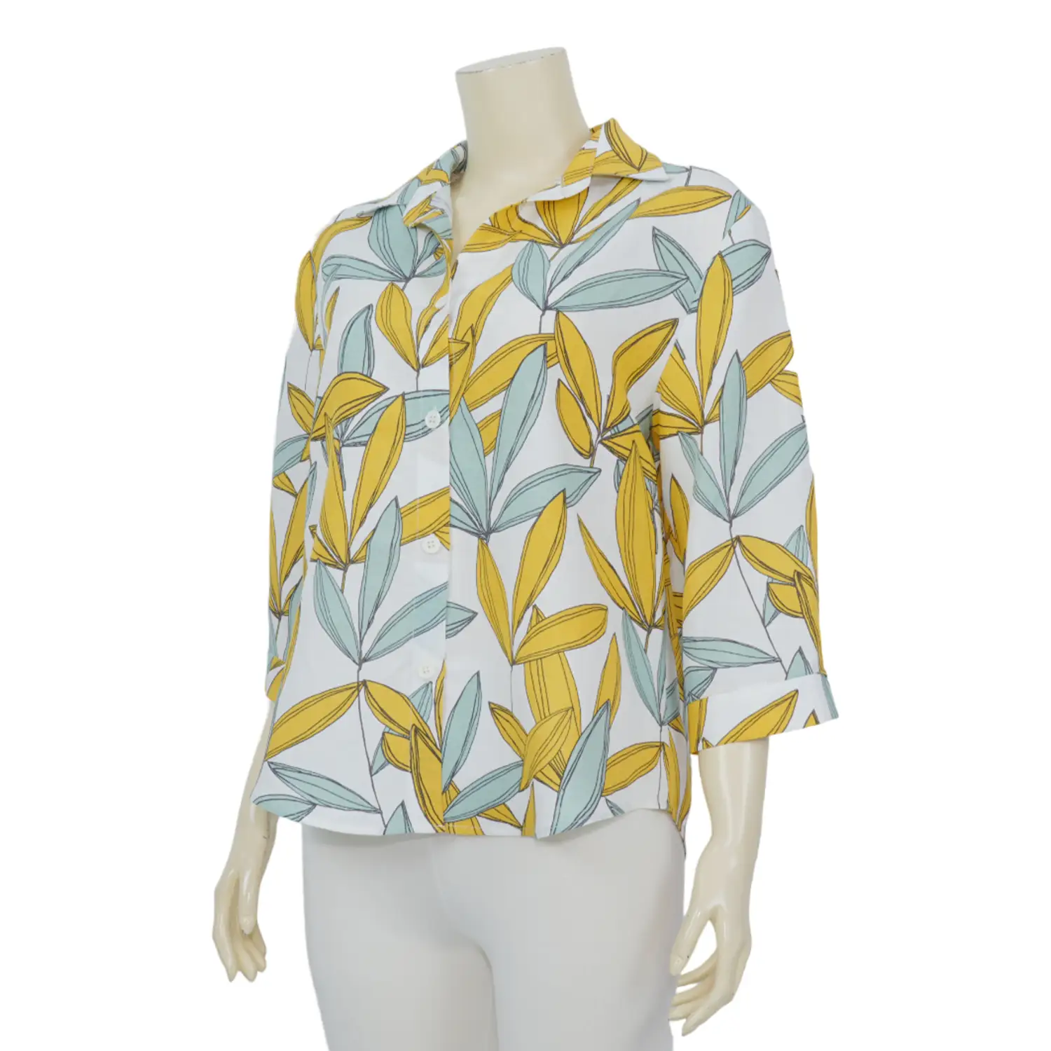 เสื้อเชิ้ตสตรีแขนกระบอกยาว 3 ส่วน ผ้าคอตตอนลินิน - Image 4