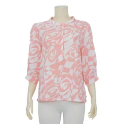 เสื้อคอตั้ง แขน 3 ส่วน ผ้าโคโม่ลายกราฟิก