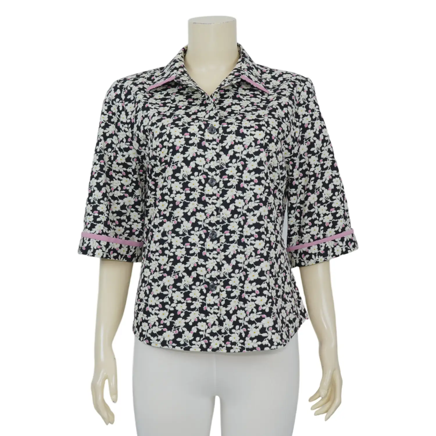 เสื้อเชิ้ต แขน 3 ส่วน ลายมินิ ฟลาวเวอร์