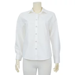 เสื้อเชิ้ตแขนยาว ผ้าคอตตอนสีขาว