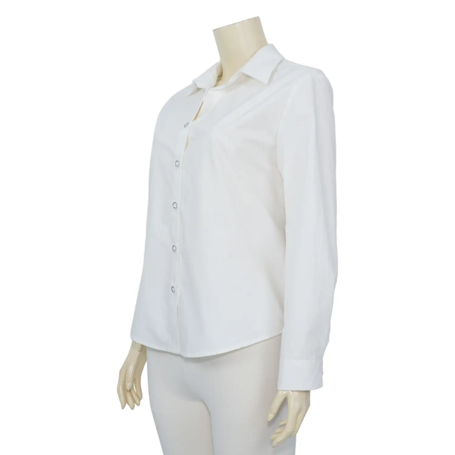 เสื้อเชิ้ตแขนยาว ผ้าคอตตอนสีขาว - Image 2