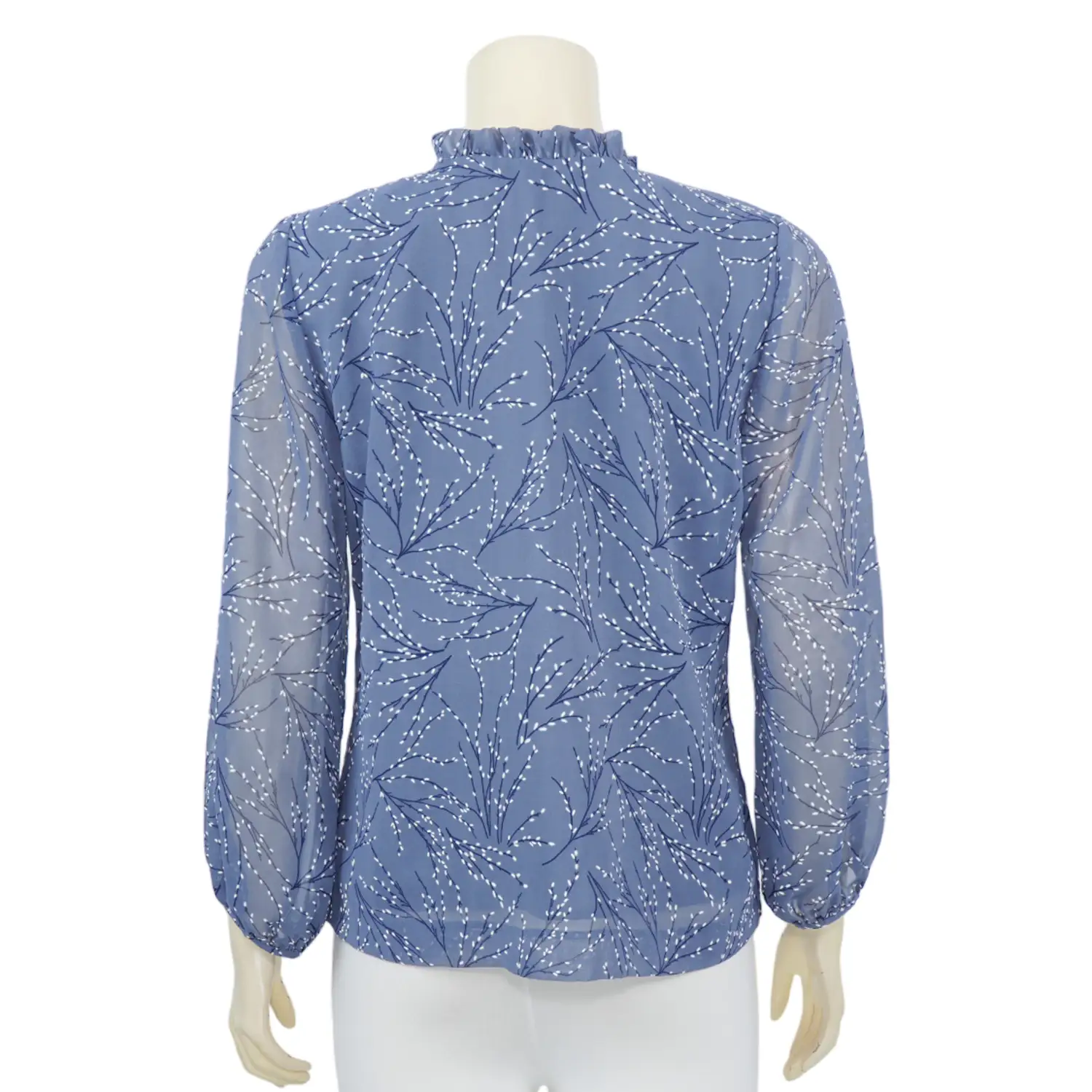 เสื้อคอวี แขนยาว ผ้าชีฟอง พิมพ์ลายดอกไม้ - Image 3