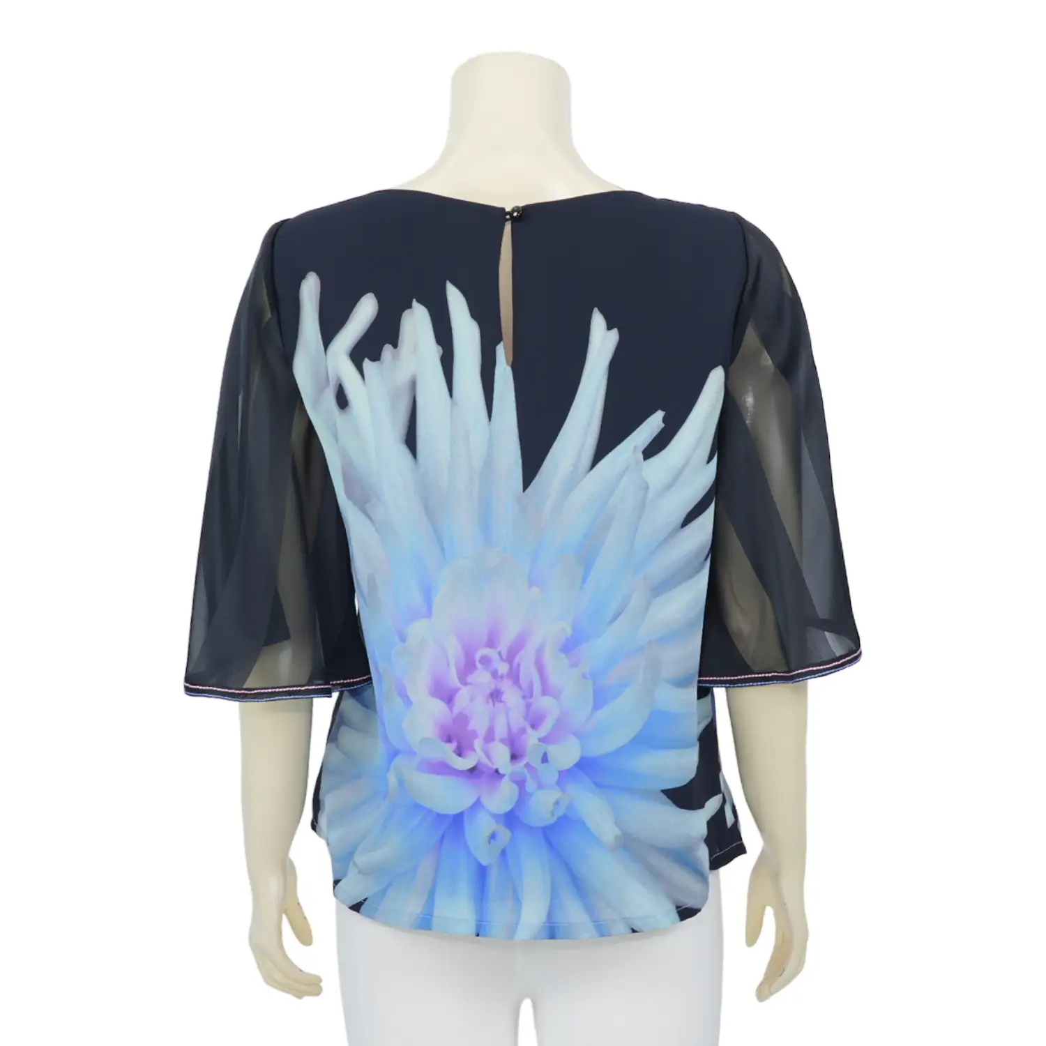 เสื้อคอปาด แขนระบาย 3 ส่วน ผ้าชีฟองปริ้นท์ - Image 3