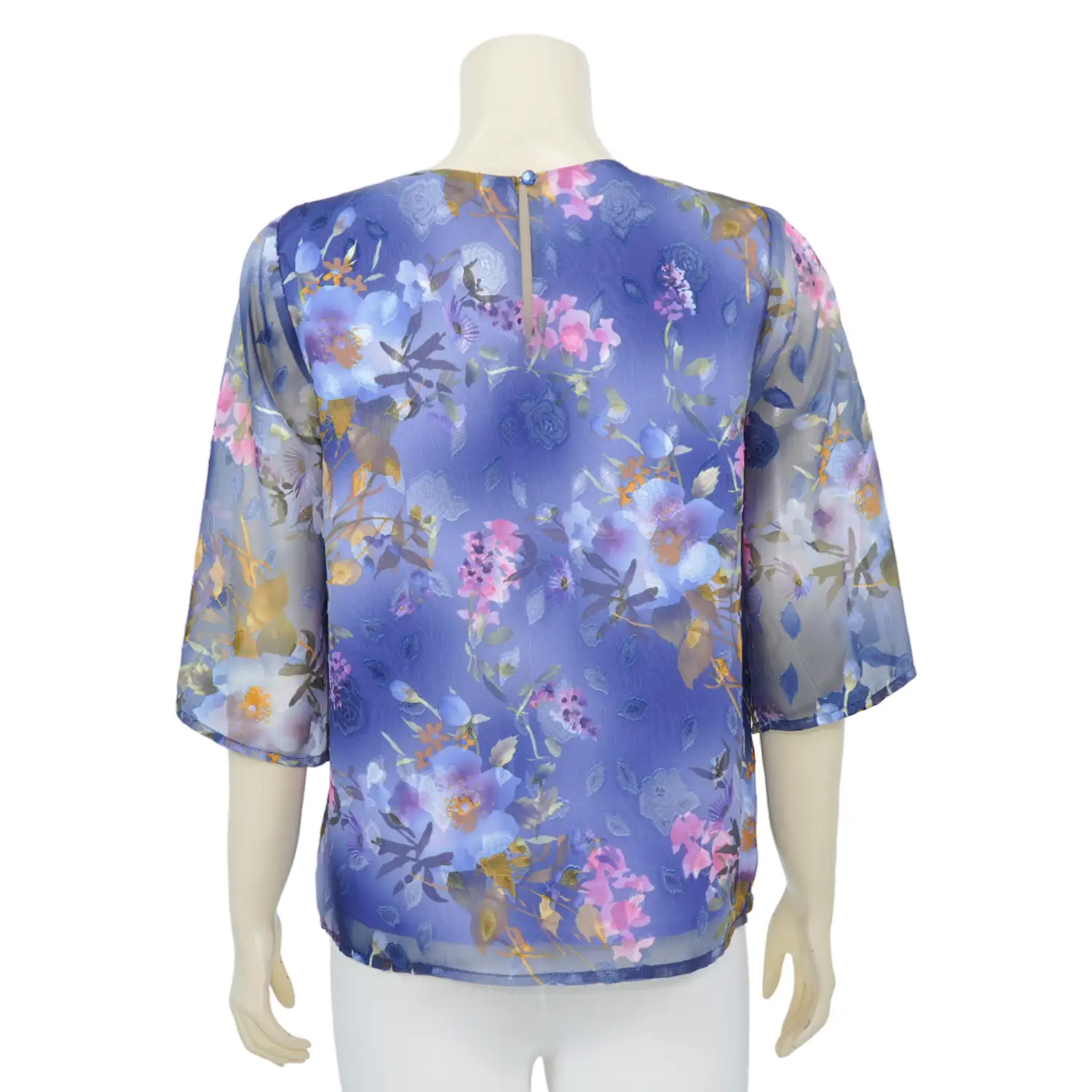 เสื้อคอกลมแขน 3 ส่วน ลายดอกไม้ ผ้าชีฟองอุรากิรี่ - Image 5
