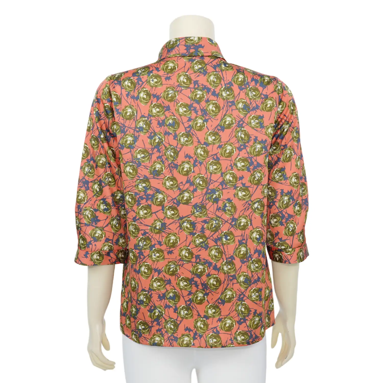 เสื้อคอตลบแต่งโบว์ แขน 4 ส่วน ลายดอกกุหลาบ ผ้าวินเทจ - Image 3
