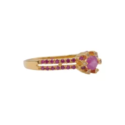 แหวนเงิน925 ชุบทอง18K ประดับทับทิม และเซอร์คอนสีขาว - Image 2
