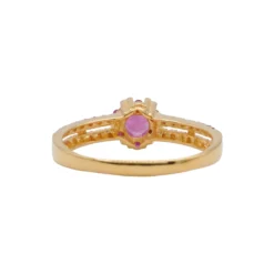 แหวนเงิน925 ชุบทอง18K ประดับทับทิม และเซอร์คอนสีขาว - Image 4
