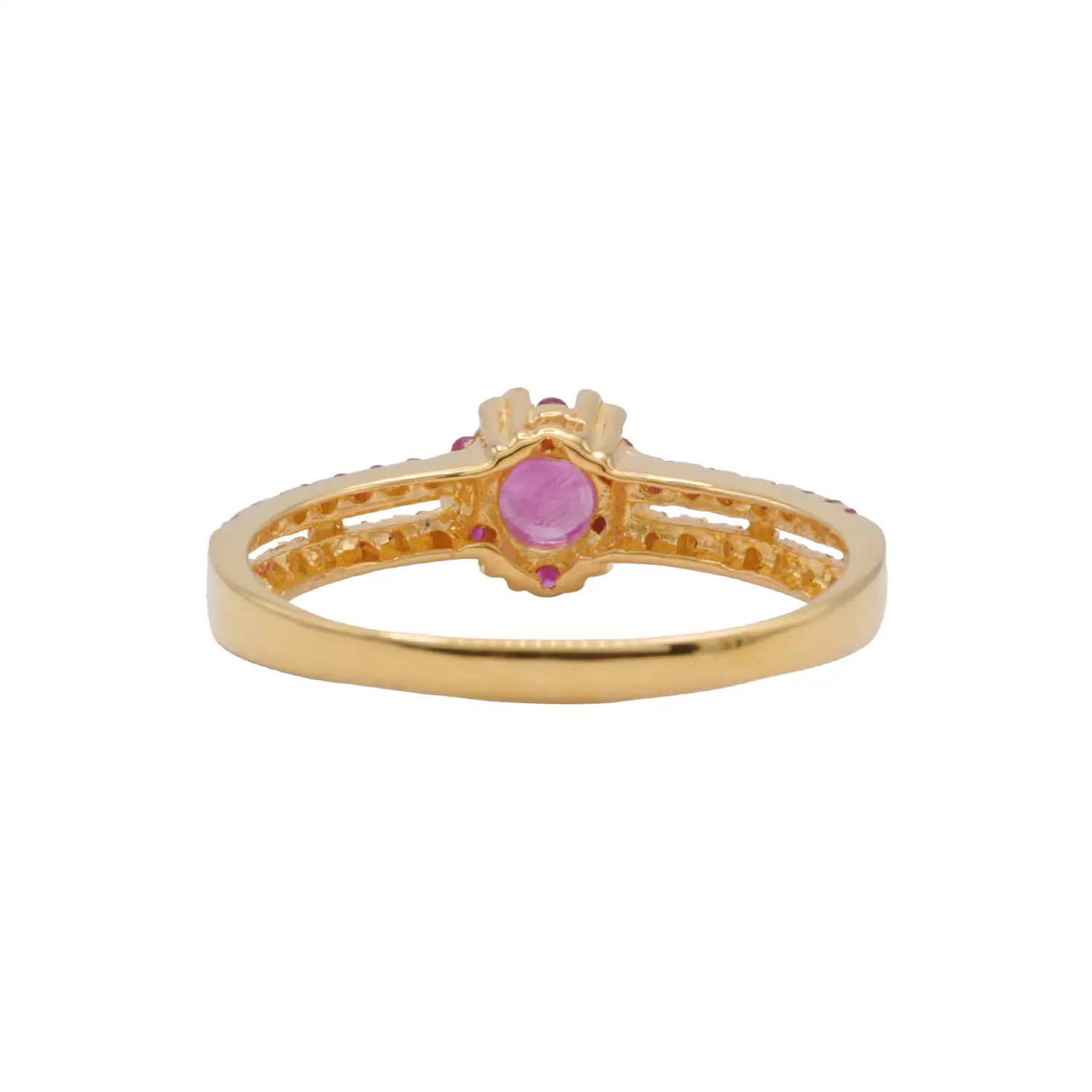 แหวนเงิน925 ชุบทอง18K ประดับทับทิม และเซอร์คอนสีขาว - Image 4