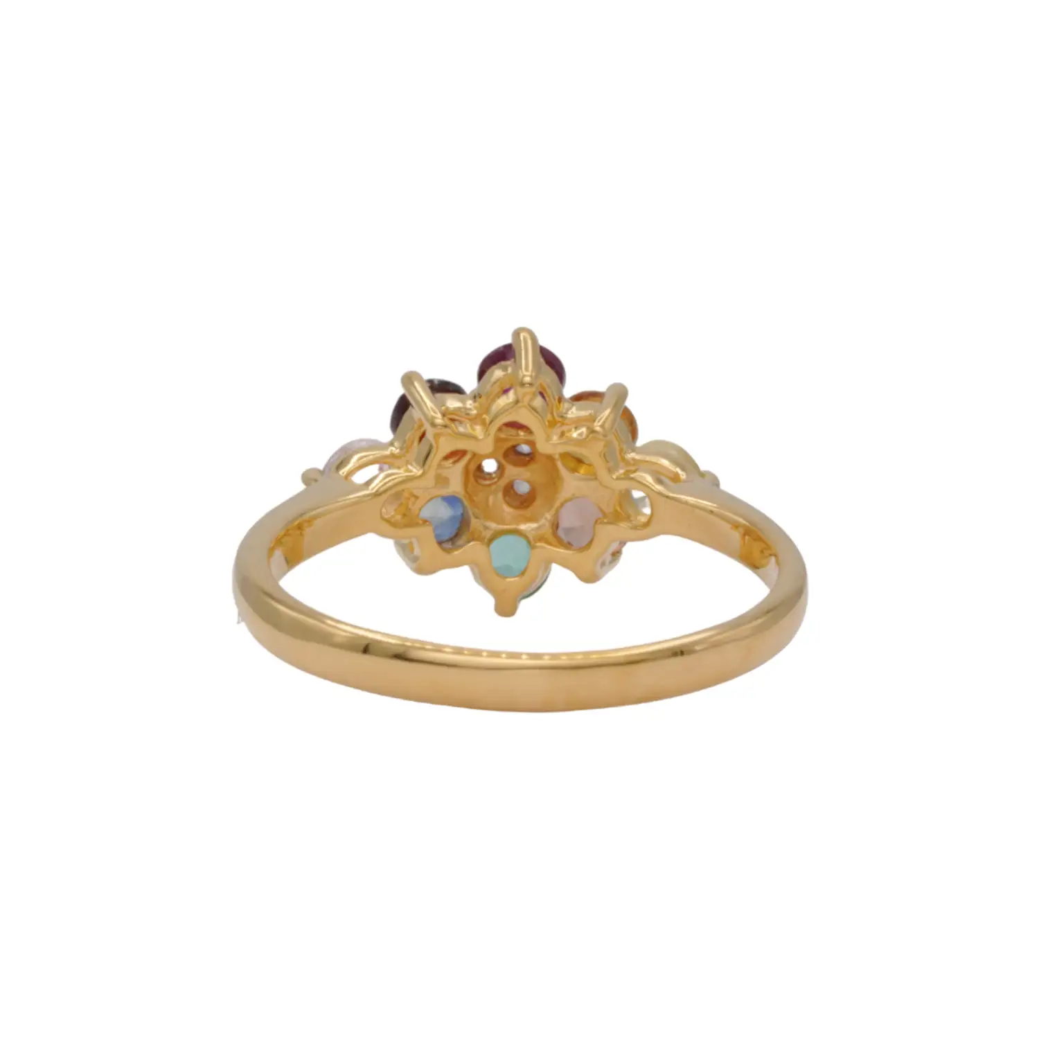 แหวนเงิน925 ชุบทอง18K ดีไซน์แหวนนพเก้า ประดับอัญมณีหลากชนิด - Image 4