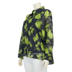 เสื้อเชิ้ต แขน 5 ส่วน แต่งลายเบิร์นเอาท์ พร้อมเสื้อแขนกุด - Image 2
