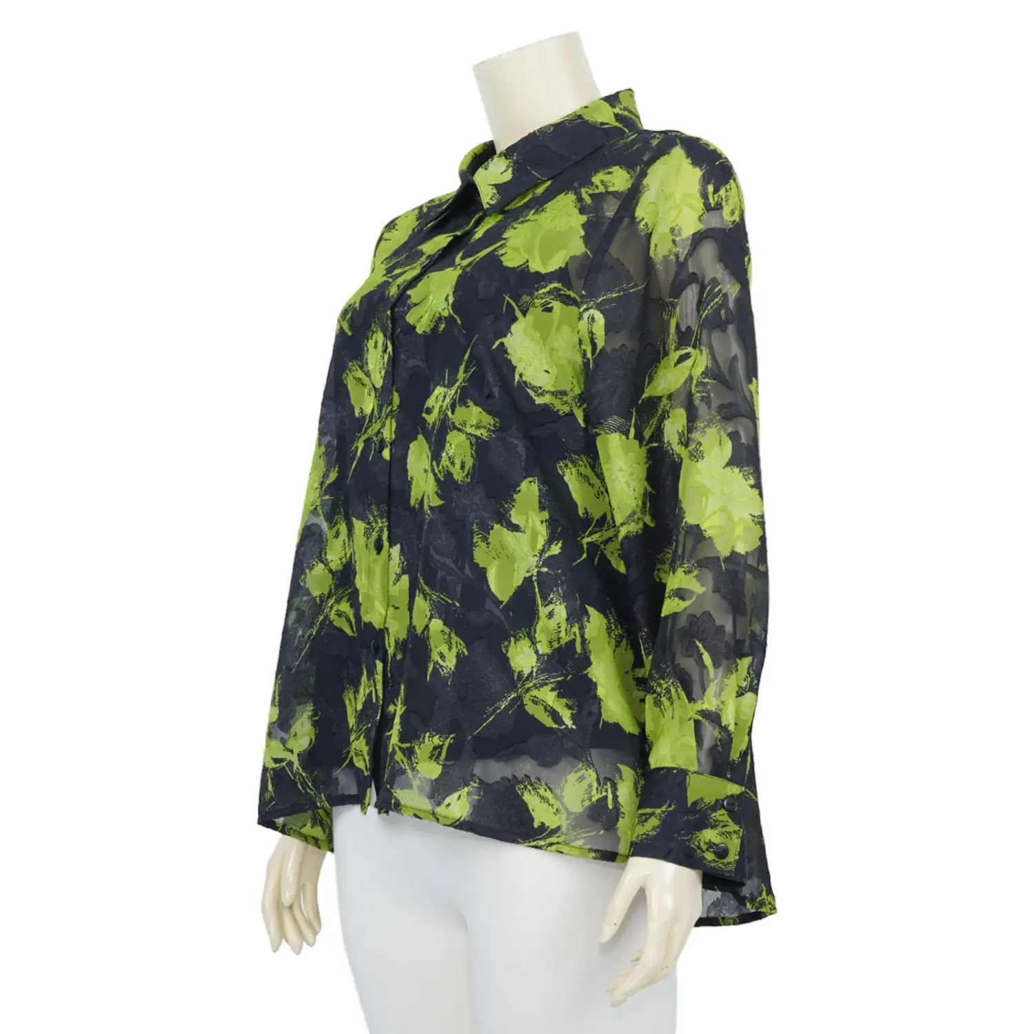 เสื้อเชิ้ต แขน 5 ส่วน แต่งลายเบิร์นเอาท์ พร้อมเสื้อแขนกุด - Image 2