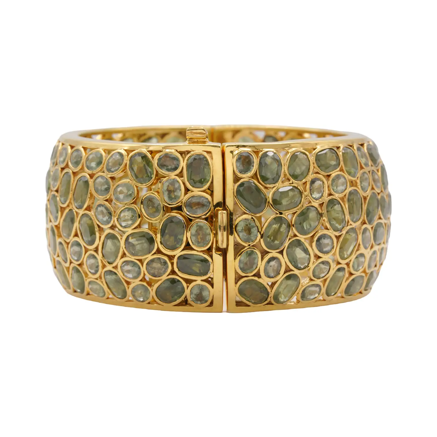 กำไลข้อมือเงิน925 ชุบทอง18K ประดับเขียวส่อง - Image 3