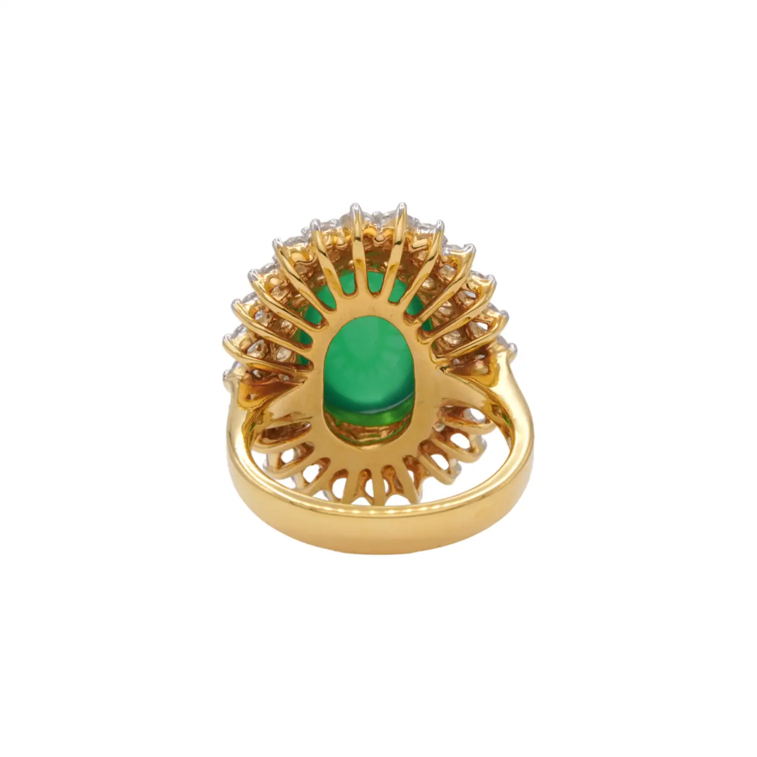 แหวนเงิน925 ชุบทอง18K ประดับอะเกตสีเขียว และโทแพซสีขาว - Image 4