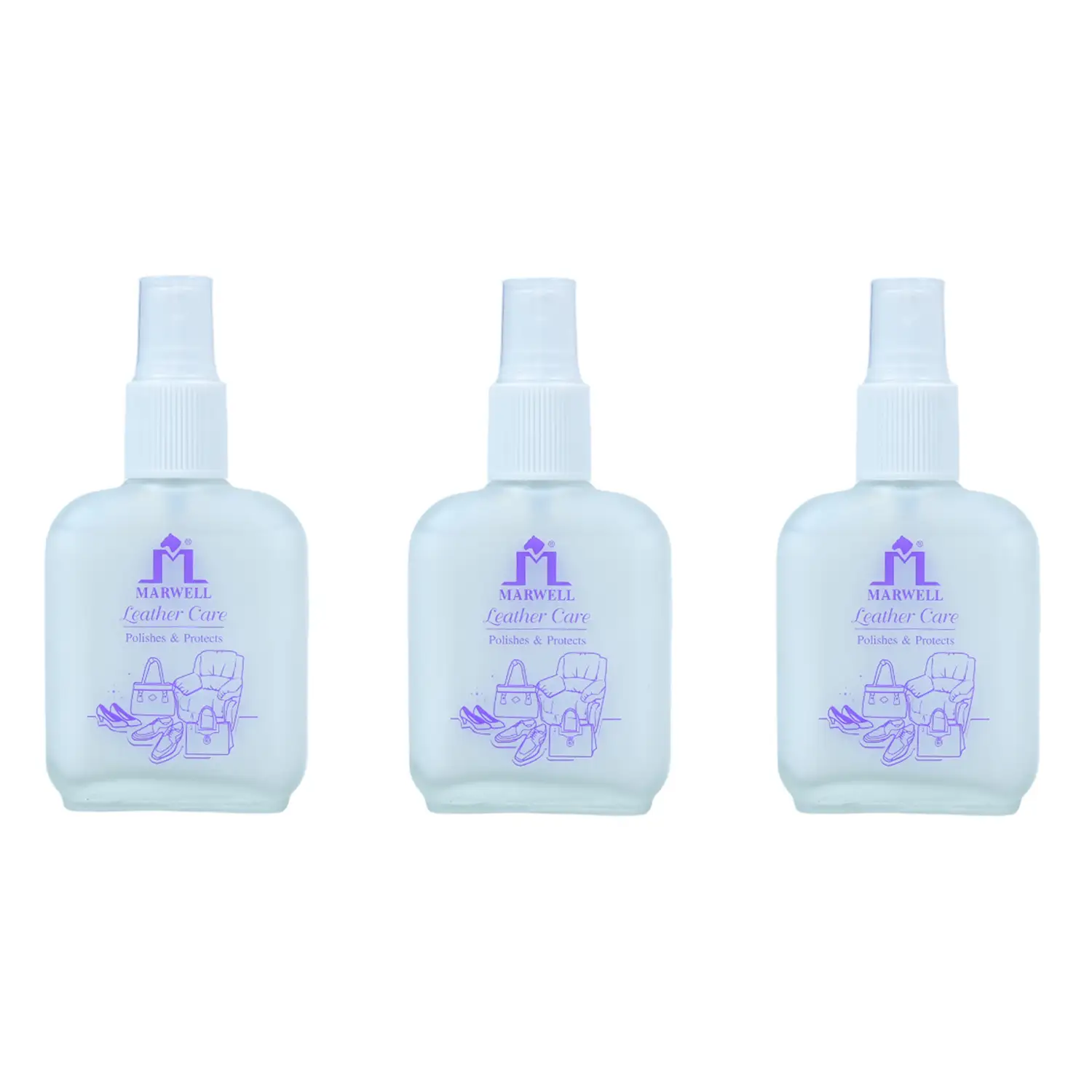 เซตผลิตภัณฑ์ทำความสะอาด และดูแลรักษาเครื่องหนัง (Marwell Leather Care) 80 มล. 3 ขวด