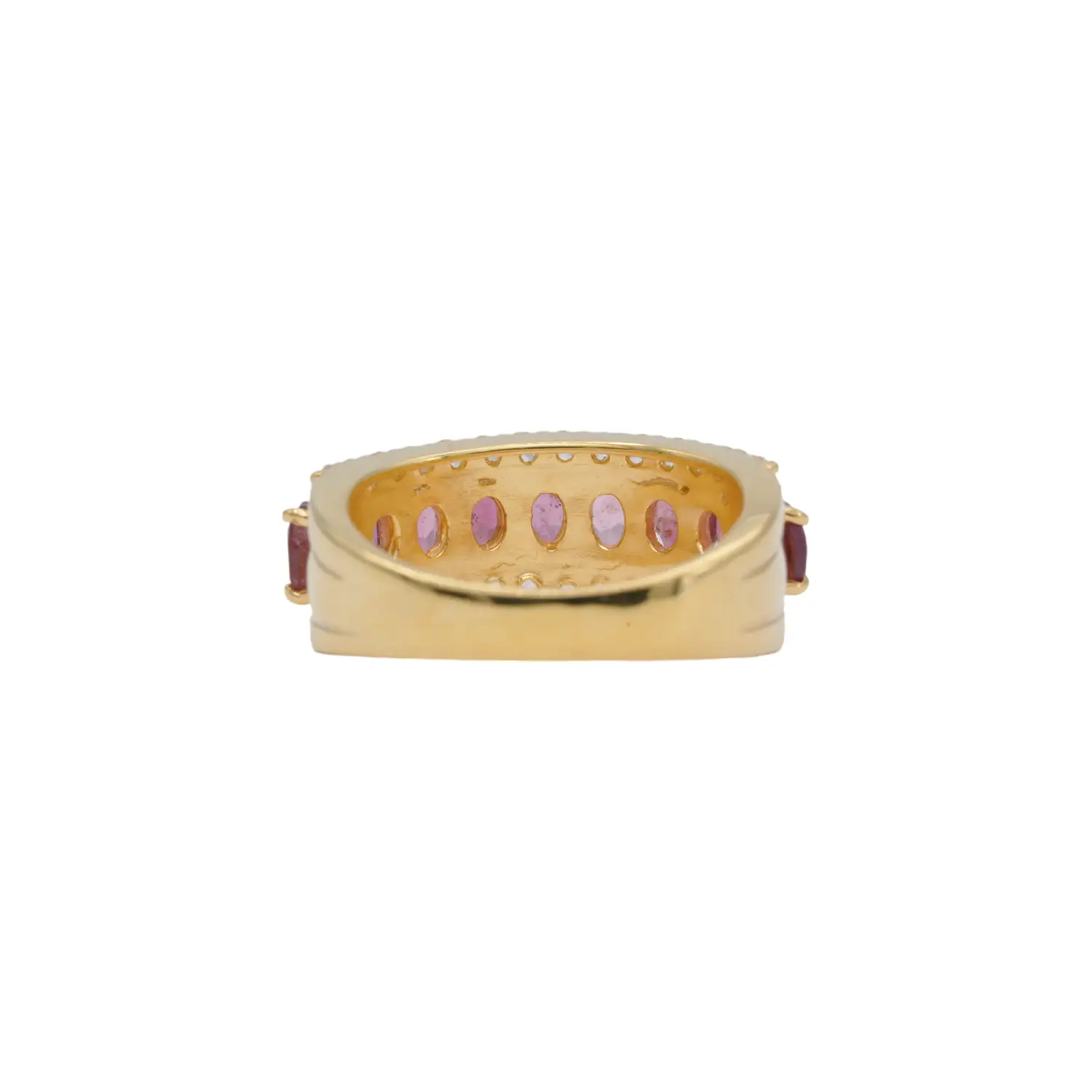 แหวนเงิน925 ชุบทอง18K ประดับทัวร์มาลีนสีชมพู และโทแพซสีขาว - Image 4