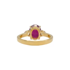 แหวนเงิน925 ชุบทอง18K ประดับทับทิม และโทแพซสีขาว - Image 4