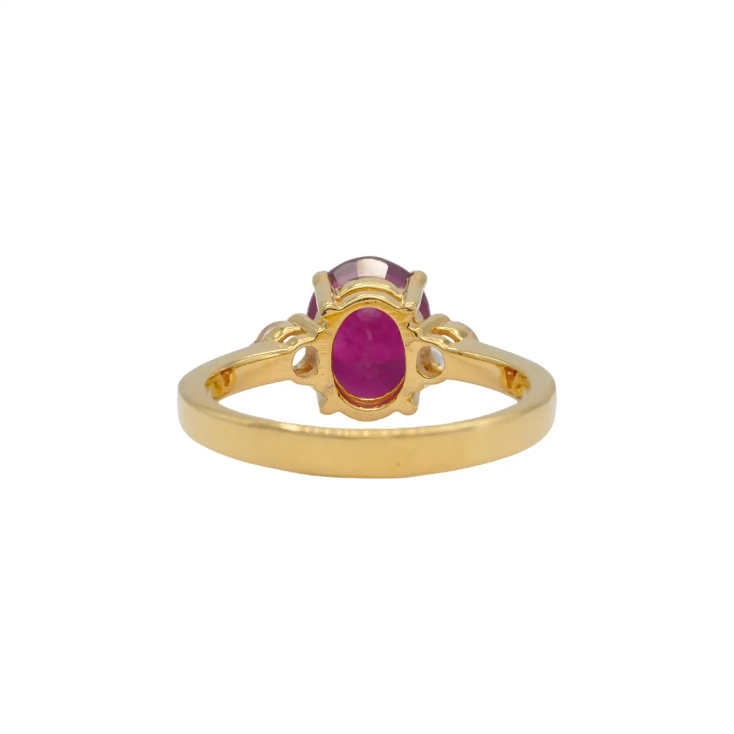 แหวนเงิน925 ชุบทอง18K ประดับทับทิม และโทแพซสีขาว - Image 4
