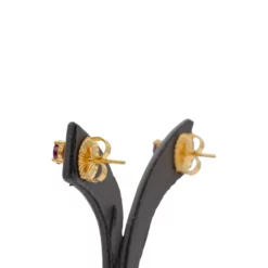 ต่างหูเงิน925 ชุบทอง18K ประดับทับทิม - Image 3