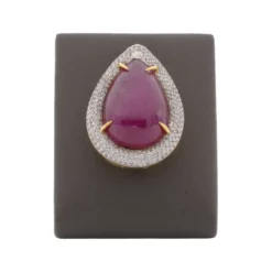จี้เงิน925 ชุบทอง18K ประดับทับทิม และเซอร์คอนสีขาว - Image 2