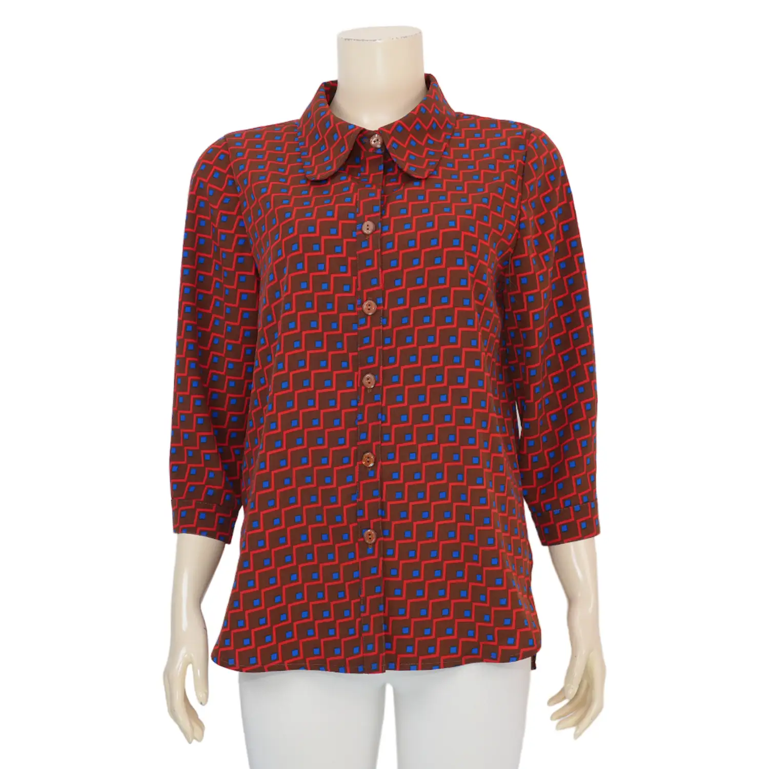 เสื้อเชิ้ต แขน 4 ส่วน ผ้าพีชสกิน ลายกราฟิก