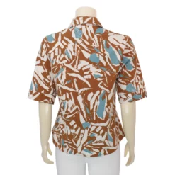 เสื้อเชิ้ต  แขนสั้น ลายวินเทจ โทนสีน้ำตาล - Image 3
