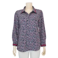 เสื้อเชิ้ต แขนยาว ผ้าพีชสกิน ลายมินิ ฟลอรัล