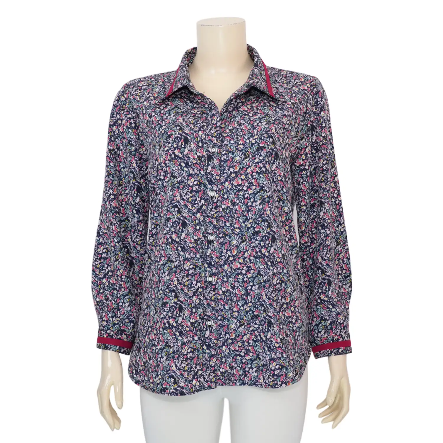 เสื้อเชิ้ต แขนยาว ผ้าพีชสกิน ลายมินิ ฟลอรัล