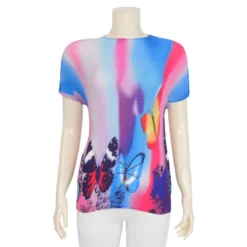 เสื้อคอกลม แขนสั้น ผ้าอัดพลีทลาย Abstract - Image 3