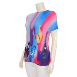 เสื้อคอกลม แขนสั้น ผ้าอัดพลีทลาย Abstract - Image 4