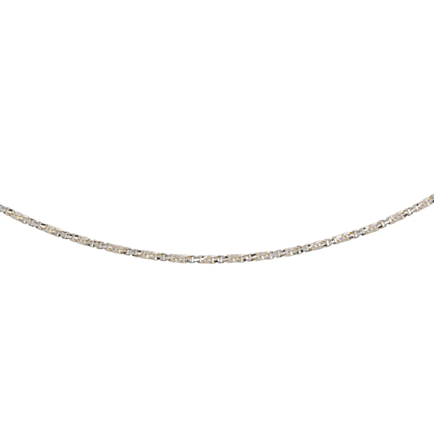 สร้อยคอทอง18K และทองขาว18K ลายกล่อง เจียเหลี่ยมเพชร - Image 2