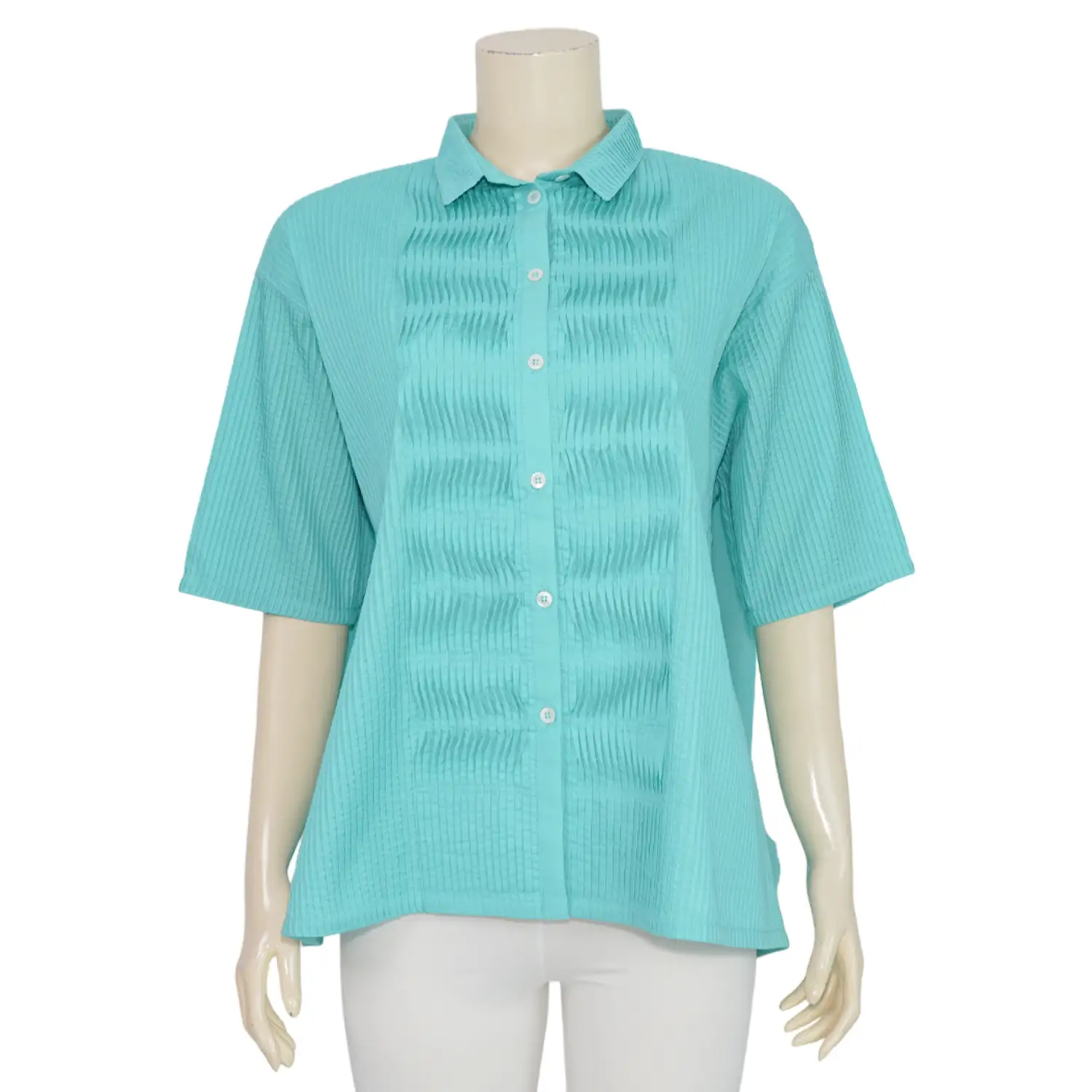เสื้อเชิ้ต แขนสั้น ทรงไหล่ตก - Image 3