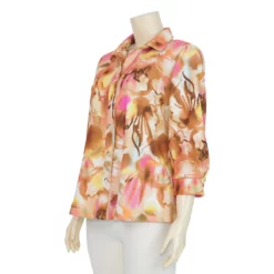 ชมพู เสื้อเชิ้ต แขน 4 ส่วน  ผ้าคูชั่นปริ้นท์ - Image 2