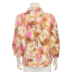 ชมพู เสื้อเชิ้ต แขน 4 ส่วน  ผ้าคูชั่นปริ้นท์ - Image 3