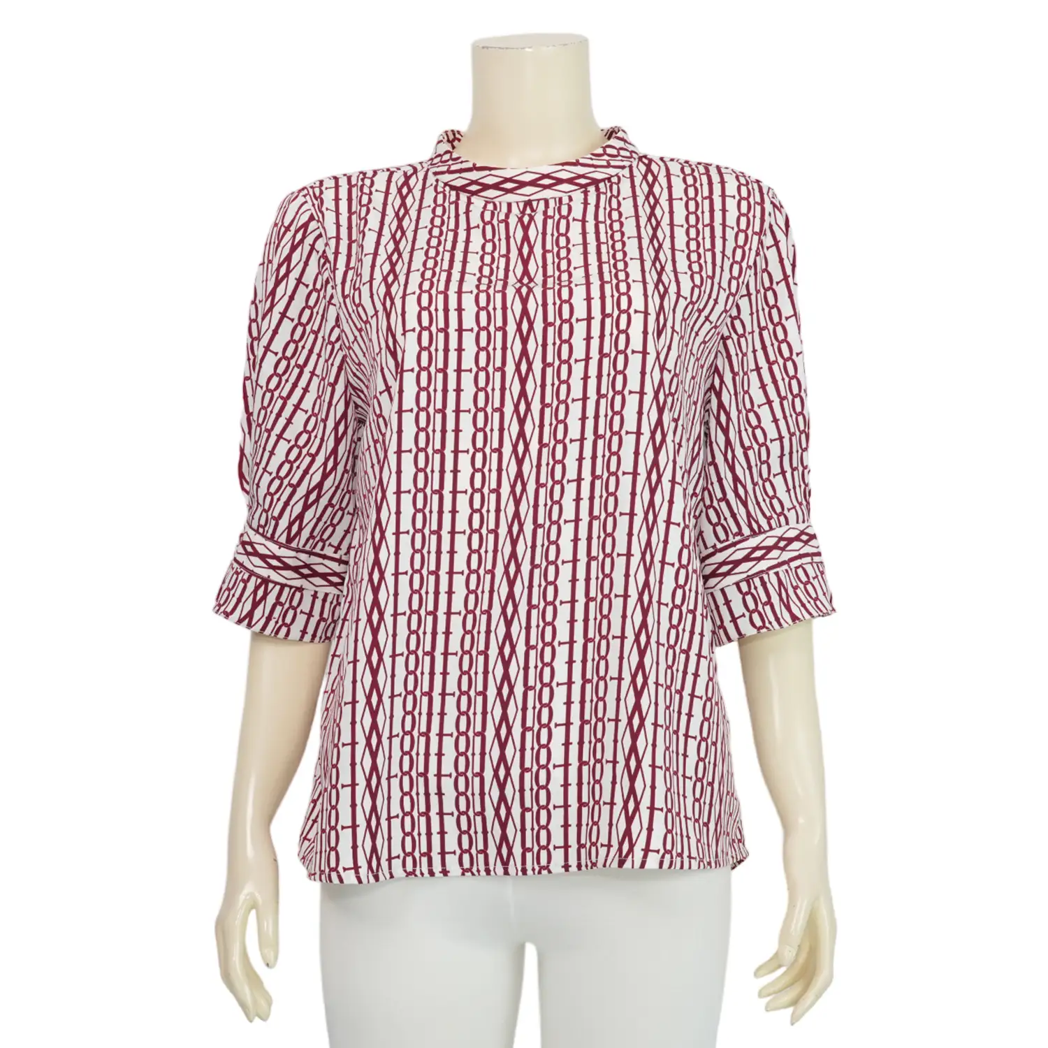 อะมิร่า เสื้อคอกลม แขนสั้น ปลายแขนจับจีบทวิสต์